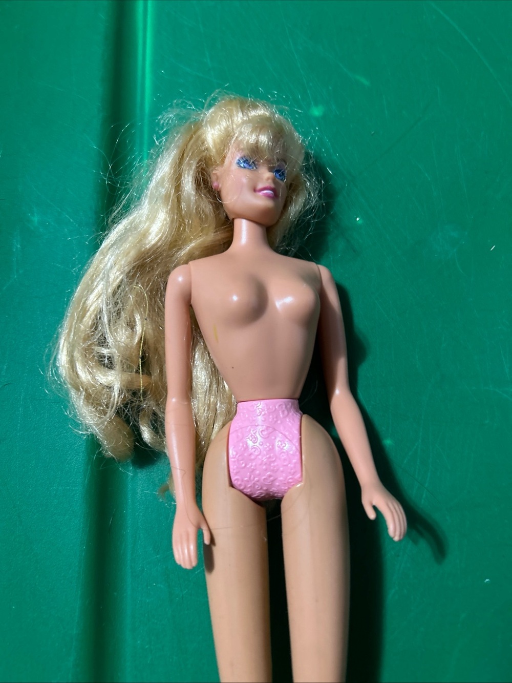 Mattel Blonde Fashion Doll with Pink Swimsuit Bottom